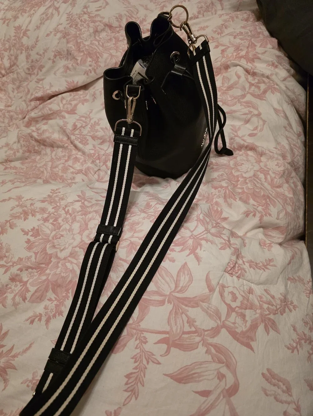 kate spade Black Pebbled Leather Drawstring Crossbody Bag